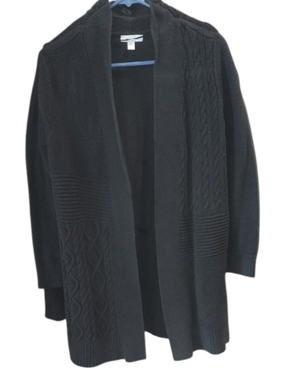 Charter Club  | Cozy Black Open-Front Cable Knit Cardigan | 19 PTP